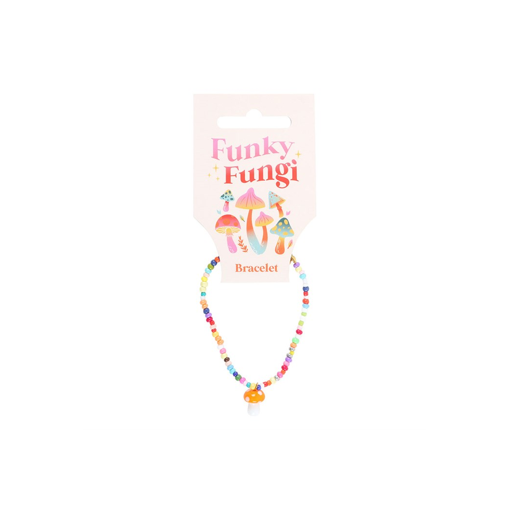 Orange Mushroom Beaded Charm Bracelet